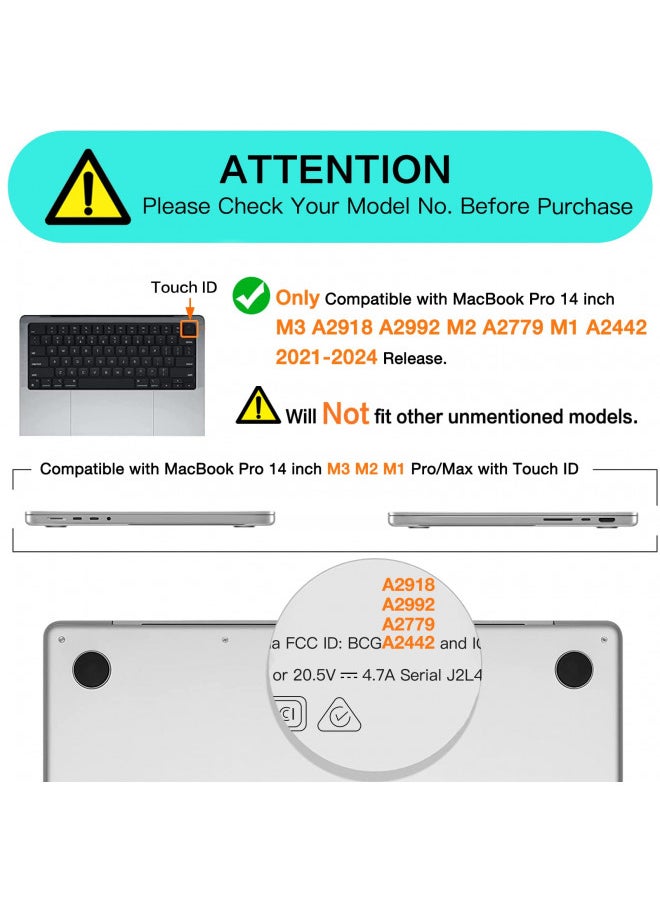 MOSISO Compatible with MacBook Pro 14 inch Case 2023 2022 2021 Release M2 A2779 A2442 M1 Pro/Max Chip with Touch ID, Protective Plastic Hard Shell Case, Black