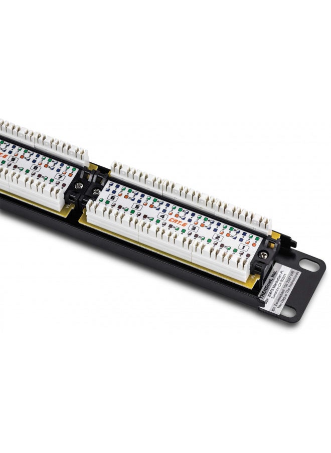 TRENDnet 24-Port Cat6 Unshielded Patch Panel, Wallmount or Rackmount, Compatible with Cat3,4,5,5e,6 Cabling, For Ethernet, Fast Ethernet, Gigabit Applications, Black, TC-P24C6