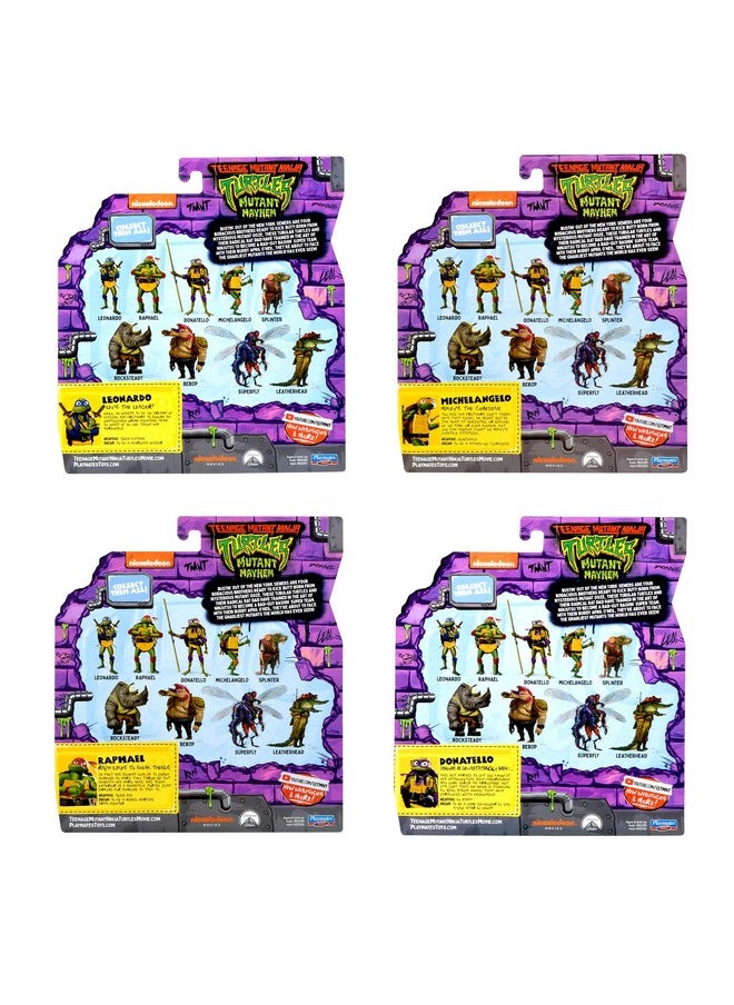 : Mutant Mayhem Basic Figure Turtle 4-Pack Bundle By Playmates Toys