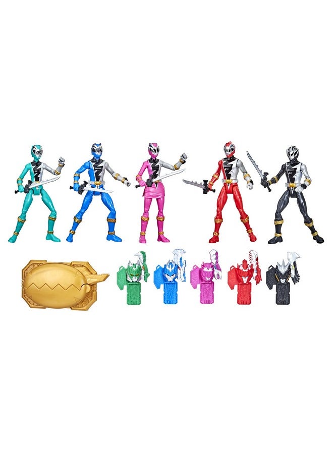 Dino Fury 5 Team Multipack 6-Inch Action Figure Toys With Keys And Chromafury Saber Weapon Accessories (Amazon Exclusive)