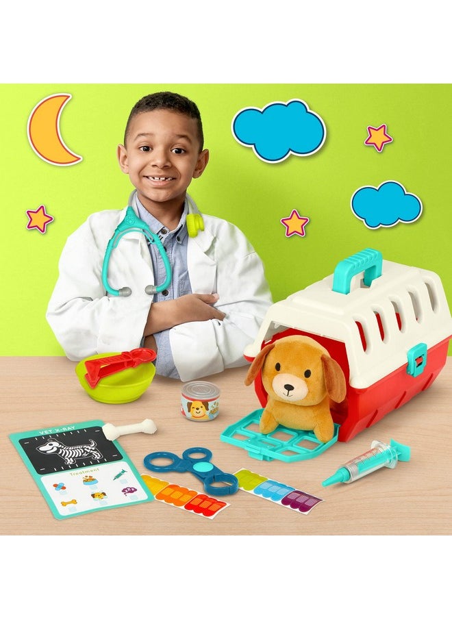 - Mini Vet Playset (11Pc) - Plush Dog & Carrier - Stickers & Checklist - Toy Stethoscope & Bone - 2 Years + - Puppy Care Vet Kit