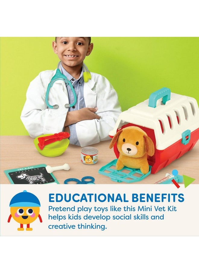 - Mini Vet Playset (11Pc) - Plush Dog & Carrier - Stickers & Checklist - Toy Stethoscope & Bone - 2 Years + - Puppy Care Vet Kit