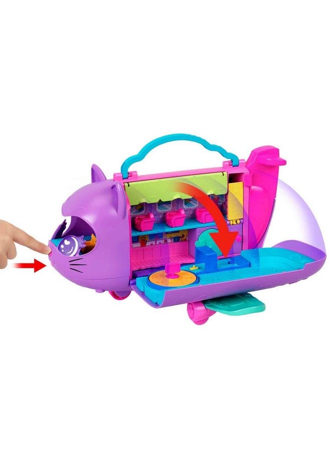 Dolls & Playset, Kitty Airways Airplane, Travel Toy With 2 Micro Dolls, Pet, Spinning Stage & Accessories