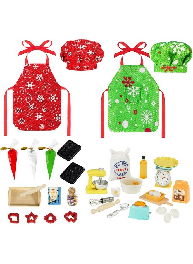 41 Pcs Christmas Elf Accessories Elf Cooking Accessories Include Baker Outfit Mini Baking Props Mini Elf Christmas Baking Accessories For Christmas Elf Clothes Accessories Decorations