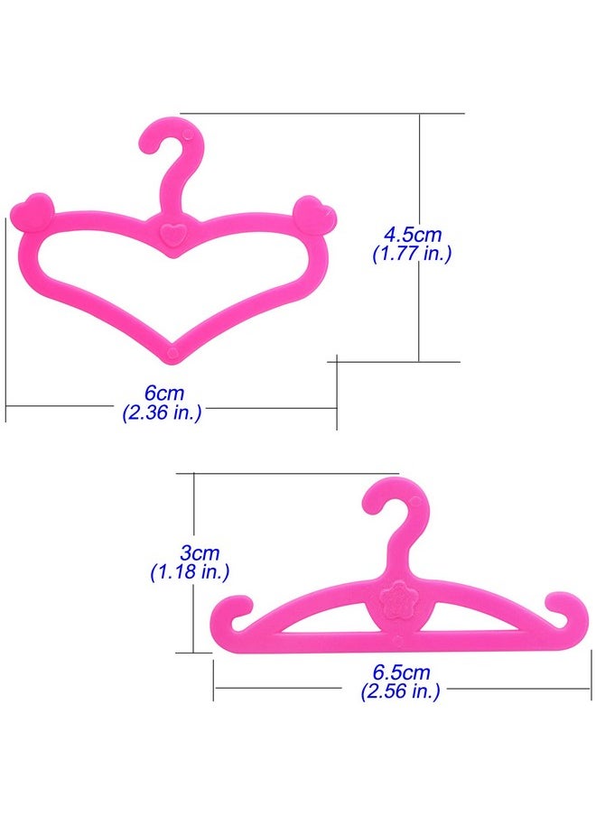 BJDBUS 62 Pcs Pink Plastic Hangers for 11.5 inch Doll Clothes Gown Dress Outfit Holders Accessories