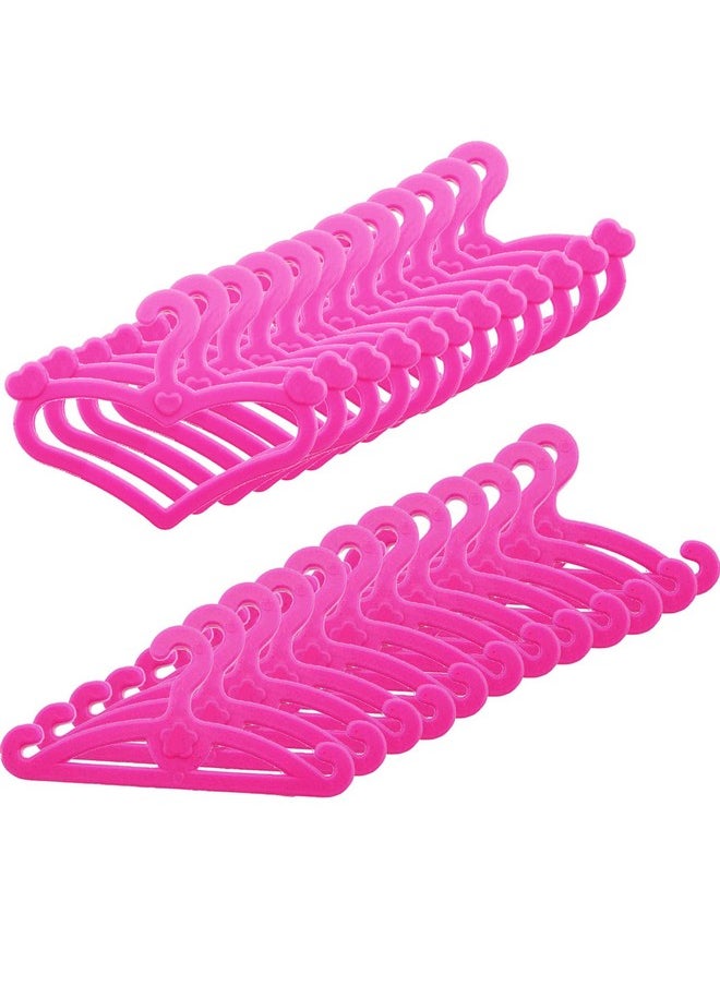 BJDBUS 62 Pcs Pink Plastic Hangers for 11.5 inch Doll Clothes Gown Dress Outfit Holders Accessories