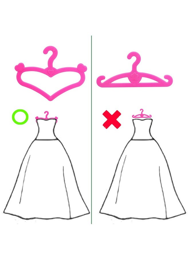 BJDBUS 62 Pcs Pink Plastic Hangers for 11.5 inch Doll Clothes Gown Dress Outfit Holders Accessories