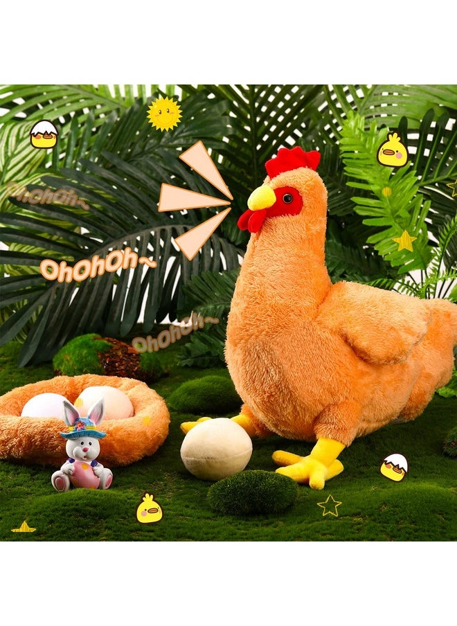 2 Pcs 12 Inch Buffy The Hen Chicken Stuffed Animal Gift Cute Chicken Plush With Eggs Large Chicken Plush Thanksgiving Gift Christmas Party Favor Birthday Supplies
