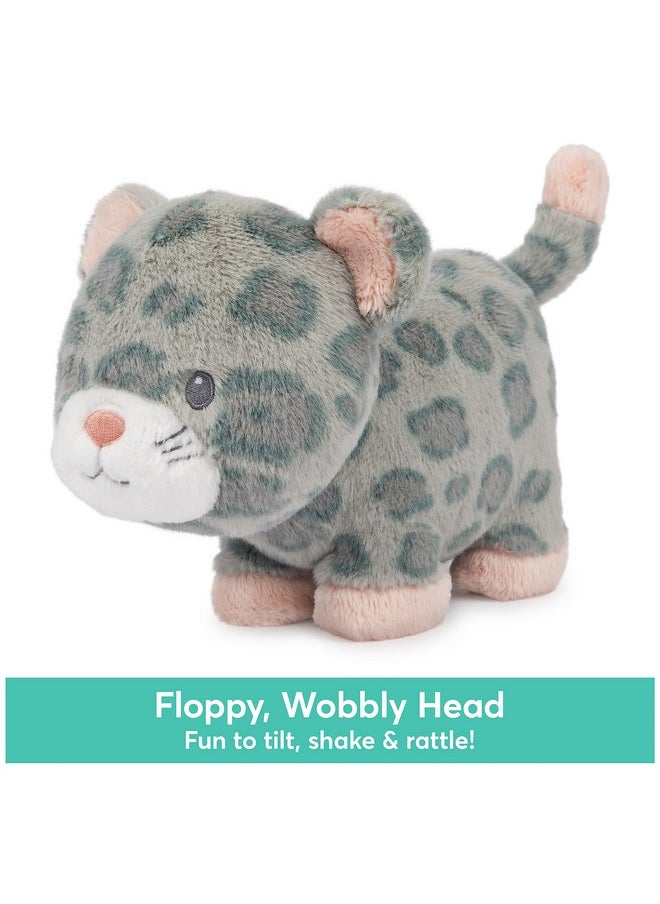 Baby Safari Friends Collection Plush Leopard With Chime, Sensory Toy Stuffed Animal For Babies And Newborns, Gray/Pink, 7
