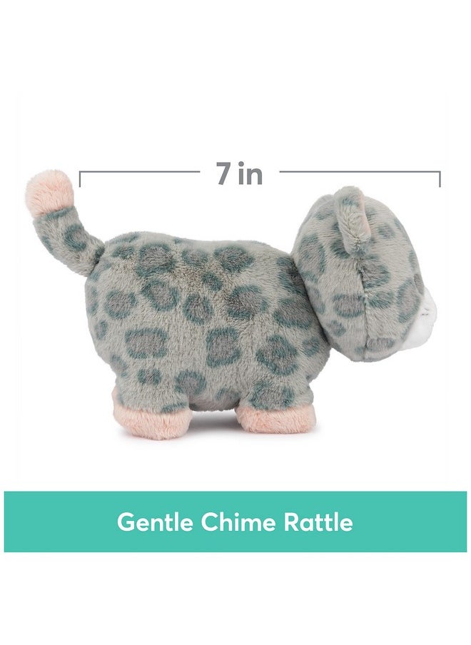 Baby Safari Friends Collection Plush Leopard With Chime, Sensory Toy Stuffed Animal For Babies And Newborns, Gray/Pink, 7