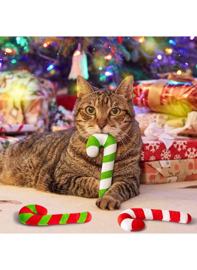 3Pcs Christmas Candy Cane Catnip Toys Gift For Cat, Indoor Cat Chew Bite Kick Plush Catmint Pet Toys Supplies For Cat Lover Xmas Gifts, Cute Interactive Cat Toy For Pet Presents (Tricolor)