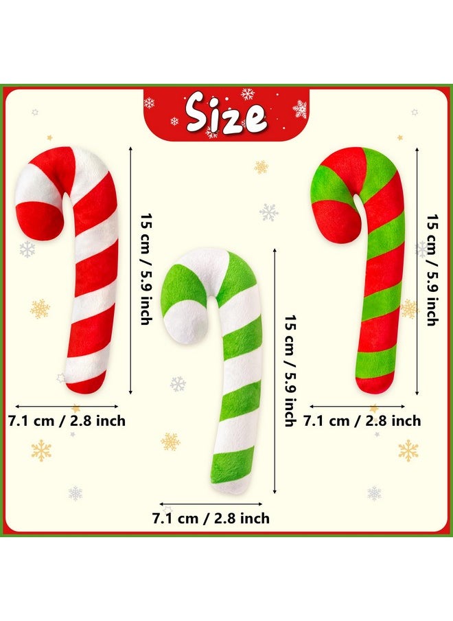 3Pcs Christmas Candy Cane Catnip Toys Gift For Cat, Indoor Cat Chew Bite Kick Plush Catmint Pet Toys Supplies For Cat Lover Xmas Gifts, Cute Interactive Cat Toy For Pet Presents (Tricolor)