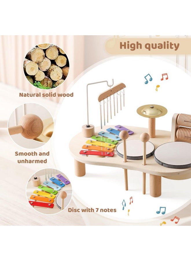 Promise Baby Musical Instruments, Wooden Percussion Instruments For Kids Drum Set Xylophone, Montessori Preschool Educational Toddler Musical Toys, Gifts For Girls Boys