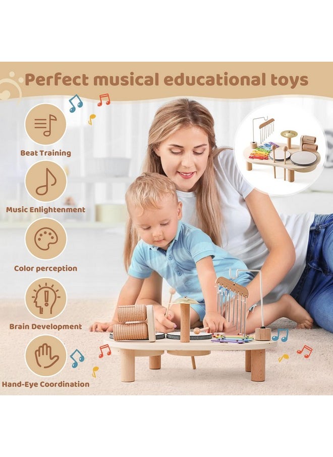 Promise Baby Musical Instruments, Wooden Percussion Instruments For Kids Drum Set Xylophone, Montessori Preschool Educational Toddler Musical Toys, Gifts For Girls Boys