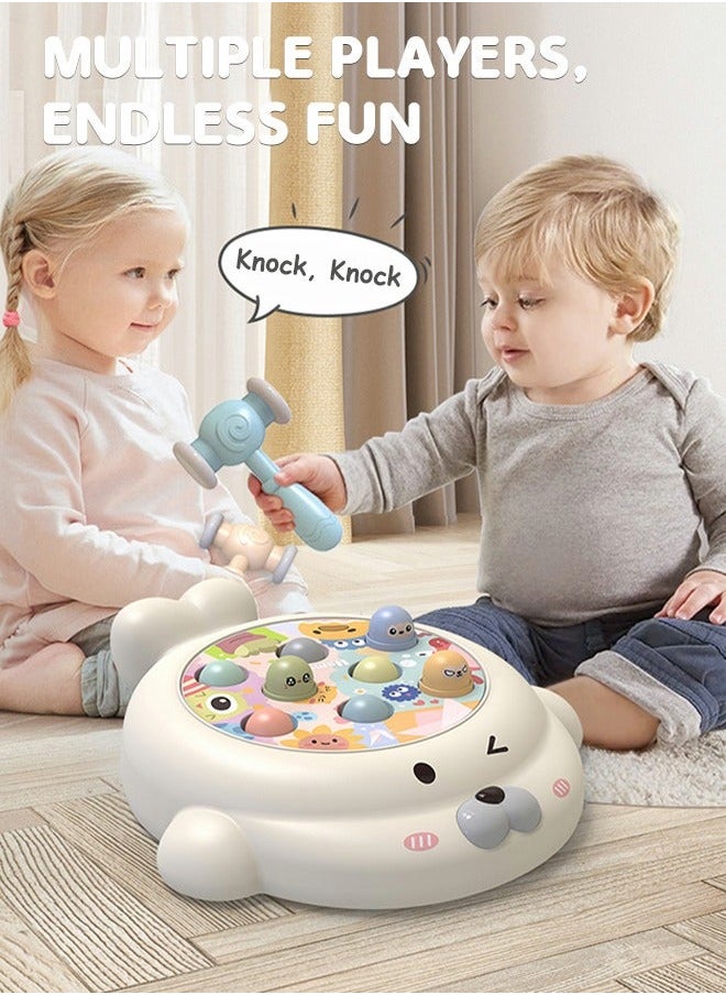 Interactive Whack-a-Mole Game, Hammering and Tapping Toy with 2 Hammers, Glowing Music Toy, Early Childhood Development Educational