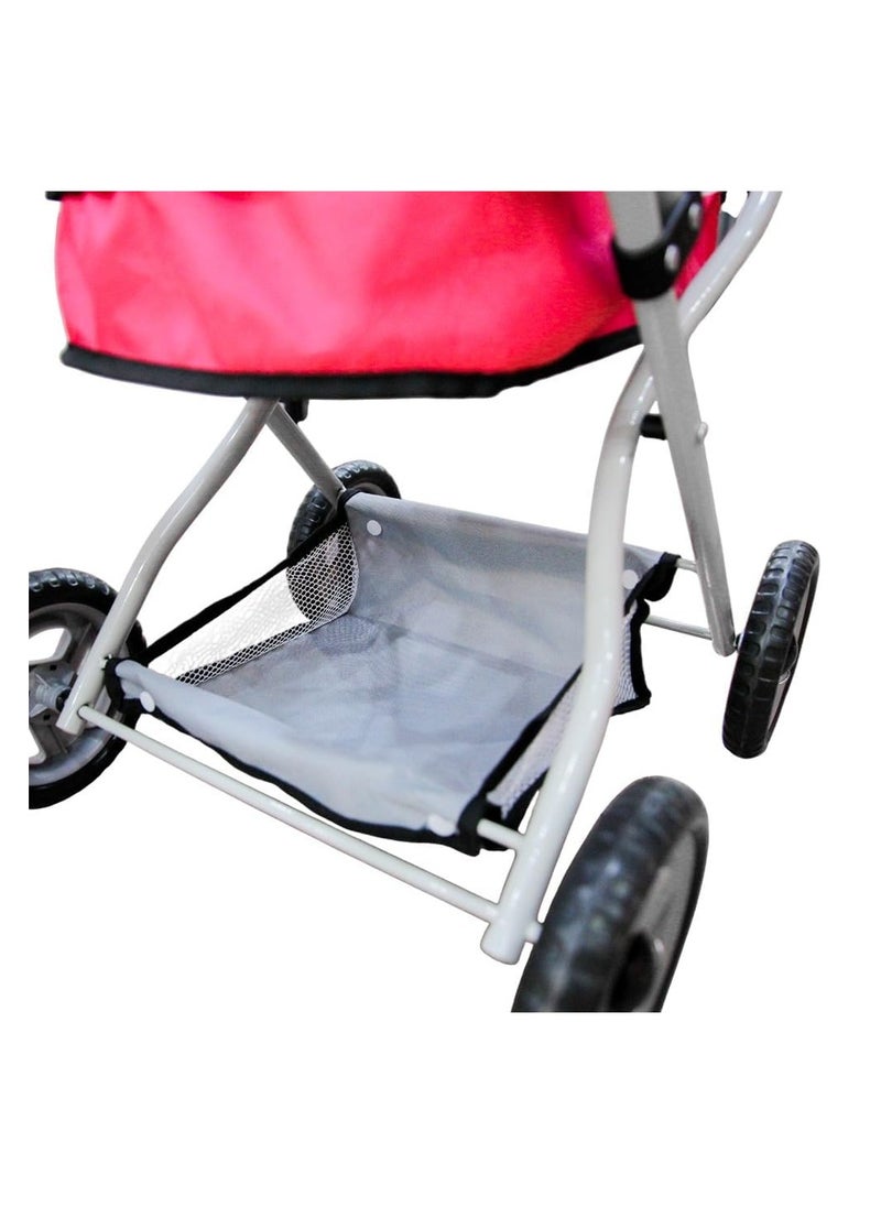 UKR 2-in-1 Doll Pram Stroller for Girls – Foldable Pushchair with Adjustable Canopy & Storage Basket, Fits Dolls up to 42 cm