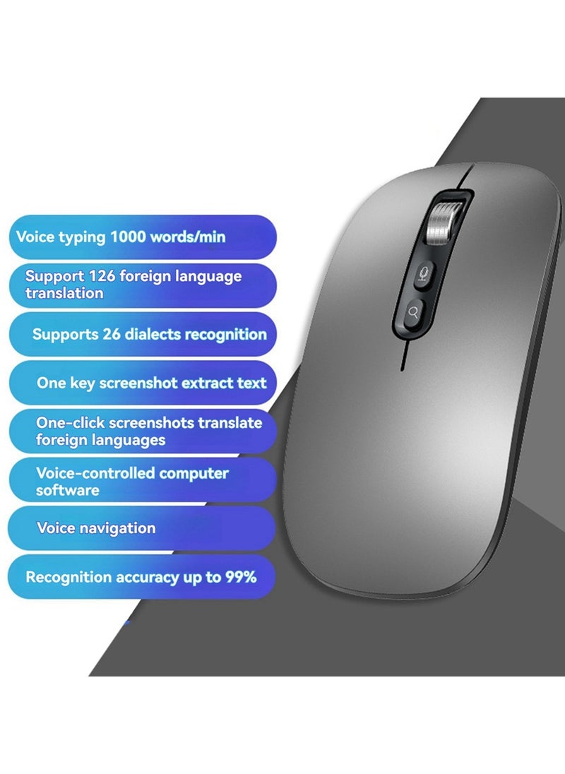 Silent Mouse AI Smart Voice to Text Mouse Rechargeable 2.4G Wireless Bluetooth Voice Input for Laptops