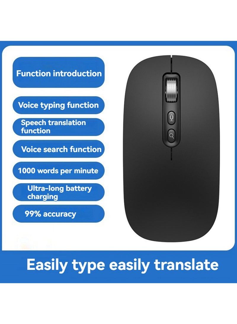 Silent Mouse AI Smart Voice to Text Mouse Rechargeable 2.4G Wireless Bluetooth Voice Input for Laptops