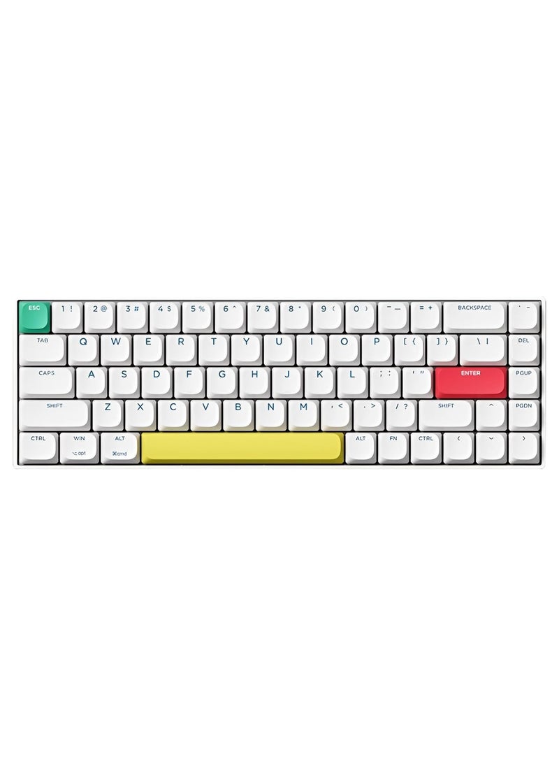 XINMENG Slim Wireless Mechanical Keyboard, 68-Key Hot-Swappable Gaming Keyboard with Bluetooth & 2.4G Connectivity, Red Switches, Compatible with Mac & Windows - White