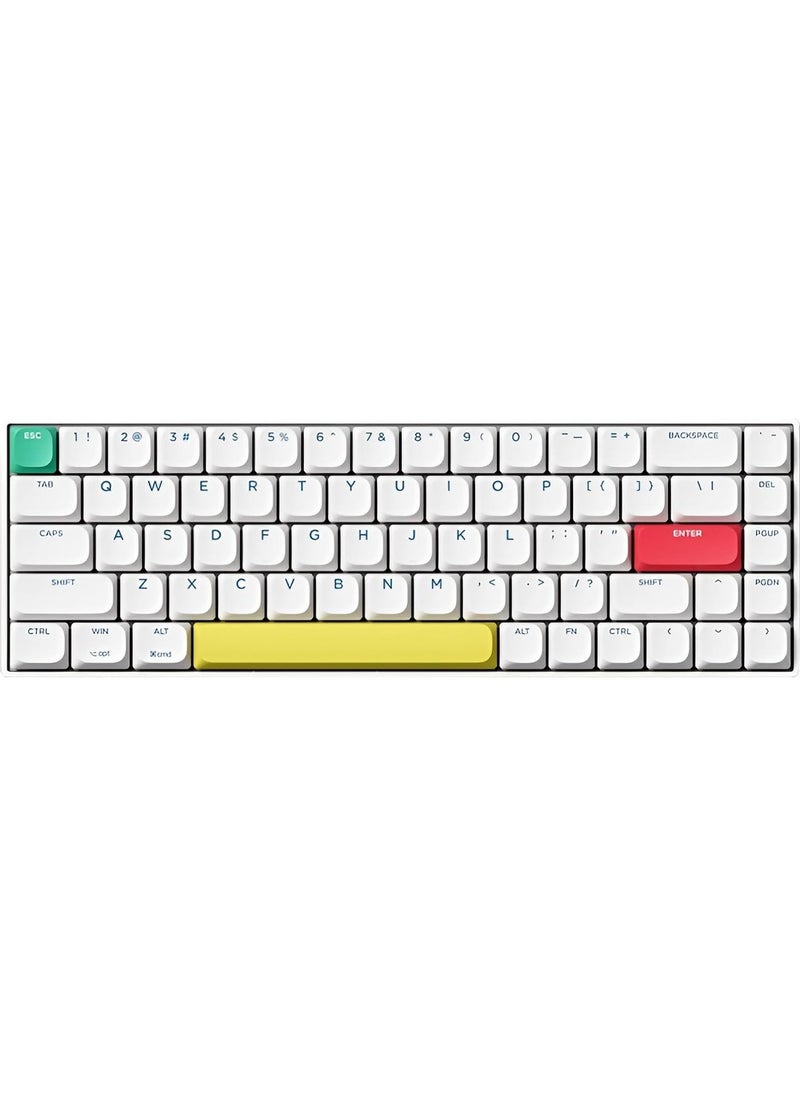 XINMENG Slim Wireless Mechanical Keyboard, 68-Key Hot-Swappable Gaming Keyboard with Bluetooth & 2.4G Connectivity, Red Switches, Compatible with Mac & Windows - White