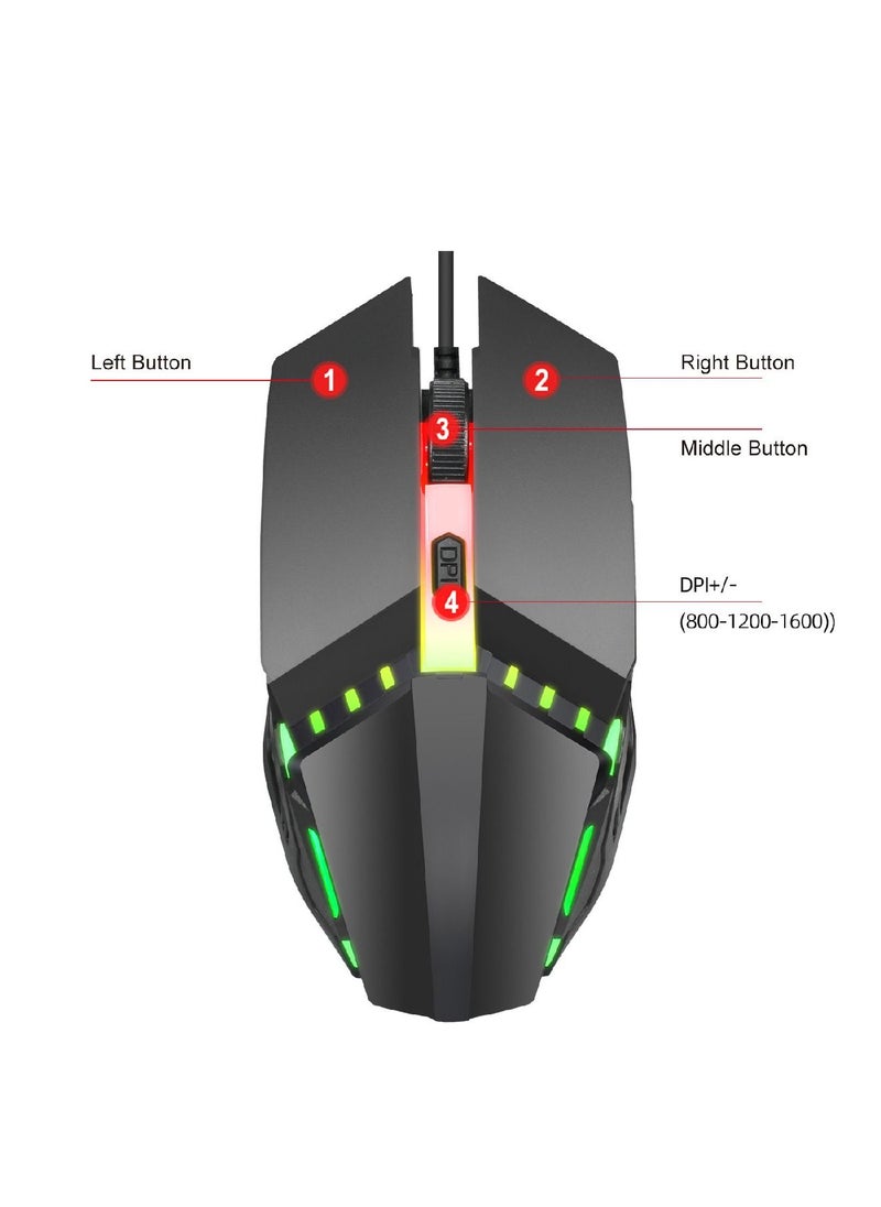 S200 Wired Gaming Mouse 1600Dpi Adjustable 4-Key Colorful