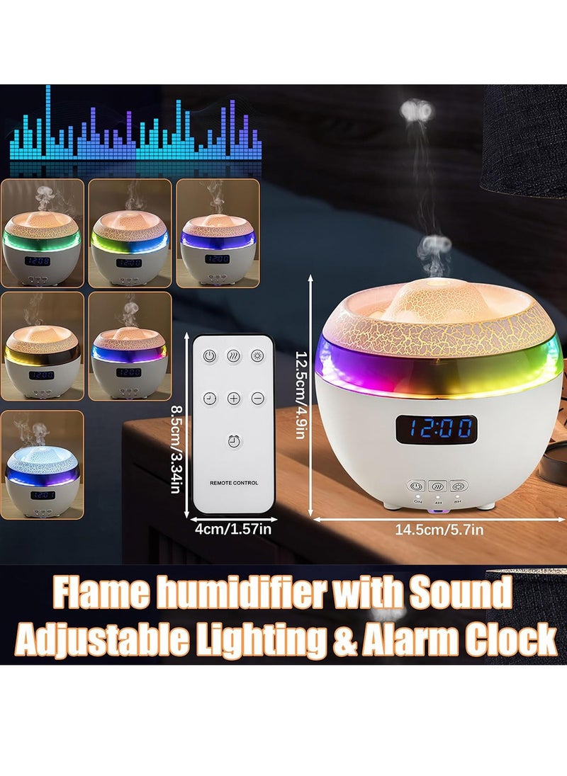 Multifunctional Remote Control Dynamic Volcano Jellyfish Spray Aroma Diffuser with Clock Dynamic Air Humidifier RGB Flame Mood Lamp Essential Oil Diffuser