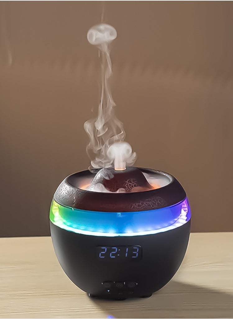 Multifunctional Remote Control Dynamic Volcano Jellyfish Spray Aroma Diffuser with Clock Dynamic Air Humidifier RGB Flame Mood Lamp Essential Oil Diffuser