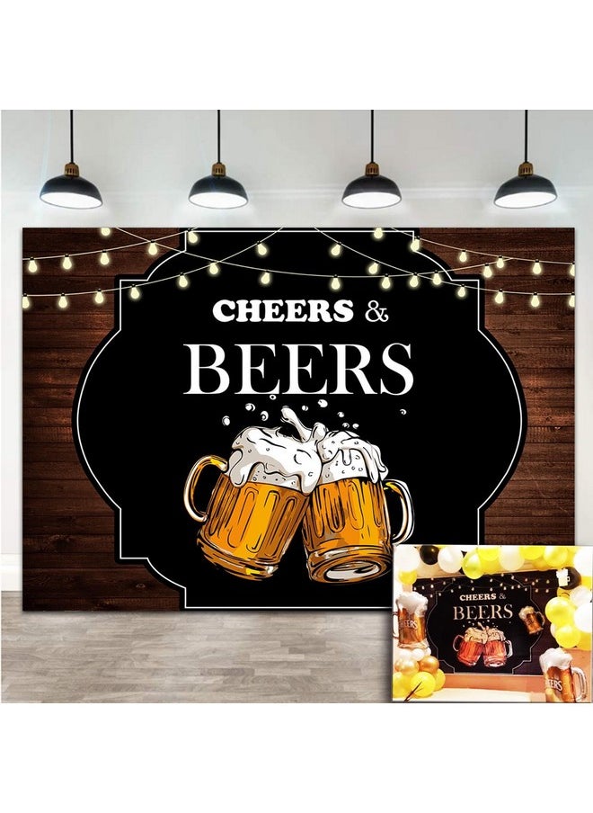 Cheers And Beers Mug Theme Photography Backdrops Retro Rustic Vintage Wooden Board Photo Background 30Th 40Th 50Th Birthday Party Decoration Studio Props Cake Table Banner 7X5Ft