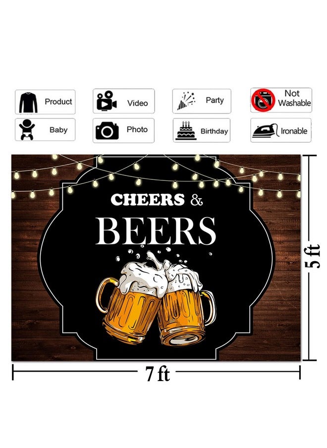 Cheers And Beers Mug Theme Photography Backdrops Retro Rustic Vintage Wooden Board Photo Background 30Th 40Th 50Th Birthday Party Decoration Studio Props Cake Table Banner 7X5Ft