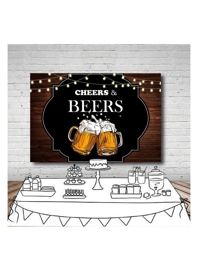 Cheers And Beers Mug Theme Photography Backdrops Retro Rustic Vintage Wooden Board Photo Background 30Th 40Th 50Th Birthday Party Decoration Studio Props Cake Table Banner 7X5Ft