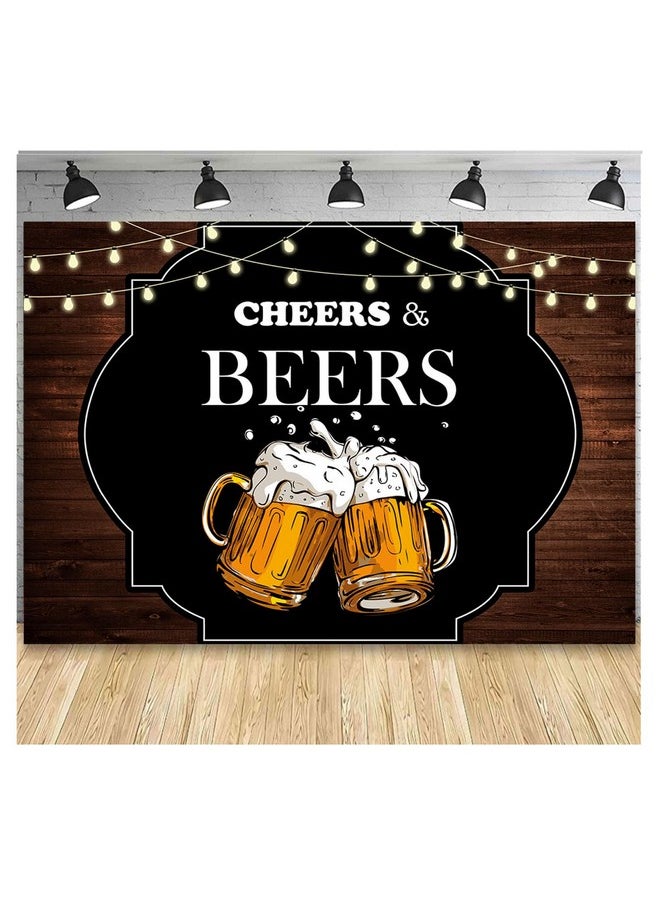 Cheers And Beers Mug Theme Photography Backdrops Retro Rustic Vintage Wooden Board Photo Background 30Th 40Th 50Th Birthday Party Decoration Studio Props Cake Table Banner 7X5Ft