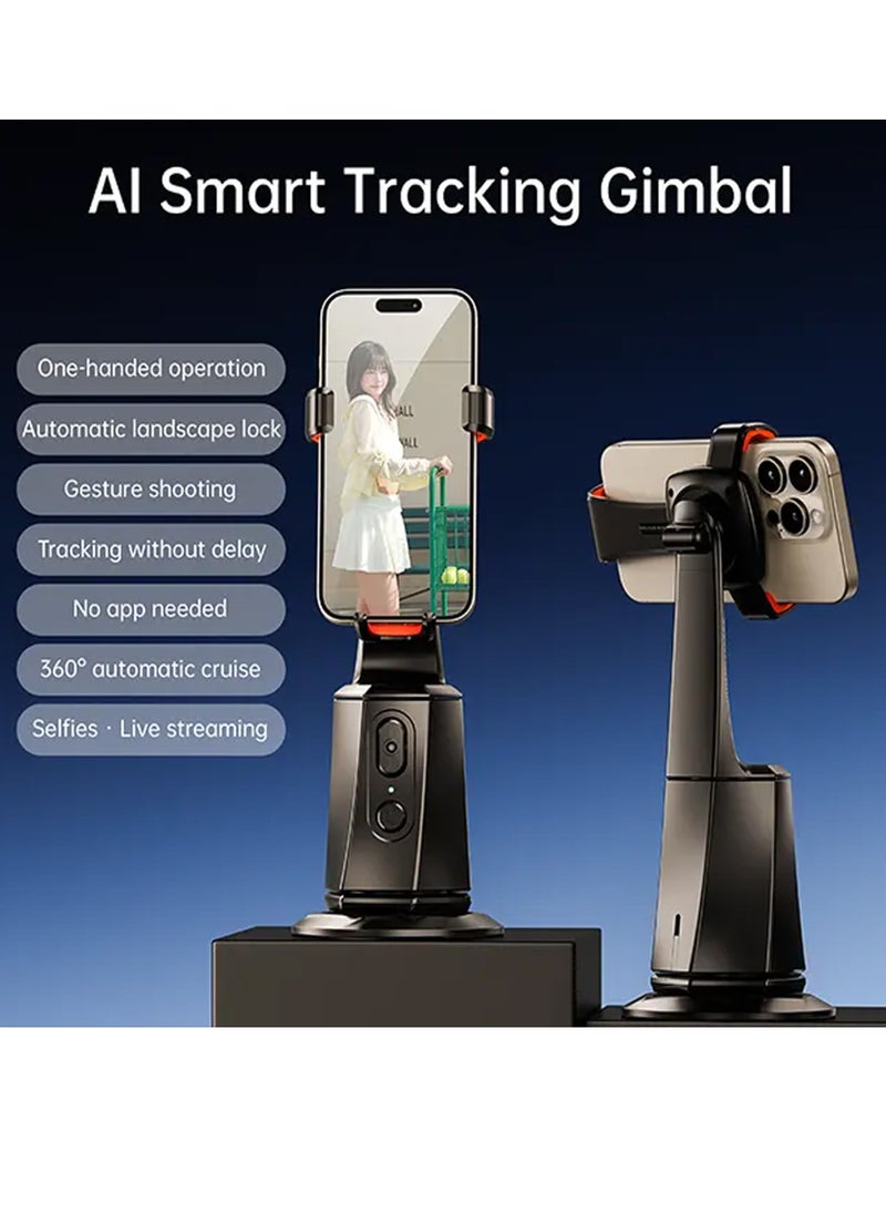 AI Gravity Tracking Gimbal Smartphone Holder with 360° Auto Rotation, Face Tracking, Gesture Control, Remote, and 1/4 Nut Interface for Vlog, TikTok, and Live Video Recording - No App Needed, Tripod Stand