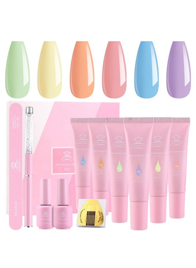 Makartt Nail Qik Gel Extension Kit, No Slip Solution Need Blue Pink Fall Winter Nail Gel Kit with Base Coat Top Coat All-in-One Builder Nail Gel Hard Gel for Nails Beauty Christmas Gift Sets