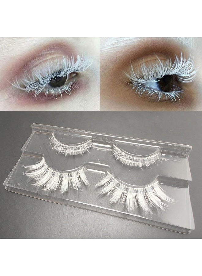 White False Eyelashes Cosplay Halloween White Lashes Extension Tools Reusable Natural Looking Anime Makeup Masquerade Party