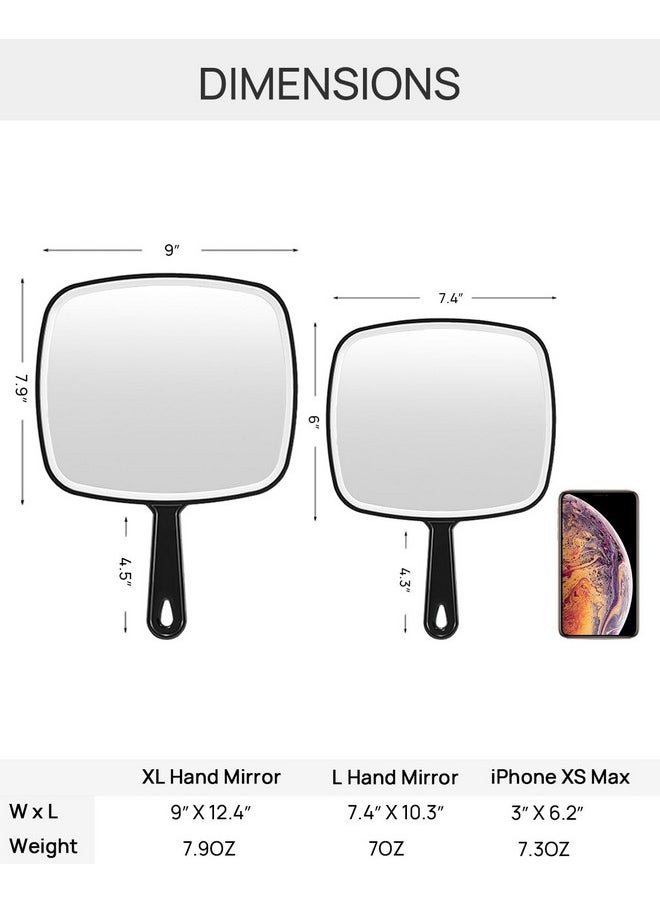 Hand Mirror, Extra Large Black Handheld Mirror With Handle, 12.4