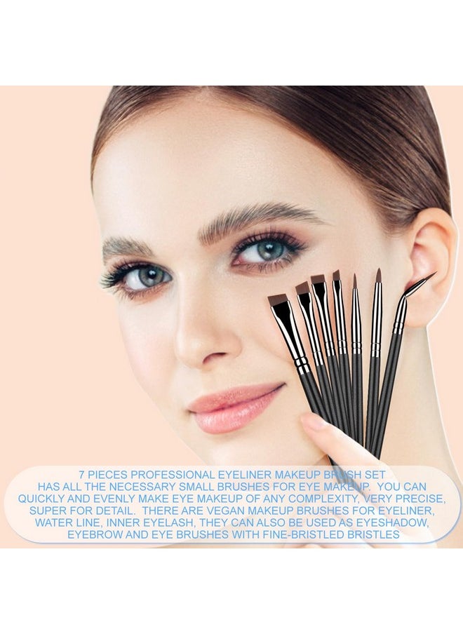 KINGMAS Angled Eyeliner Brush Set, 7Pcs Gel Eye Liner Makeup Brushes, Ultra Thin Liner Brush, Fine Point Eyeliner Brushes for Women Girls