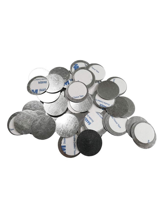 TUOKING 50pcs Round Metal Stickers for Non-Magnetic Eyeshadow Pan Use with Magnetic Makeup Palette (Diameter 2.5cm)