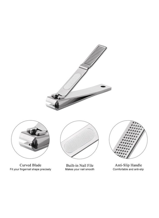 HAWATOUR Nail Clippers Set, Ultra Sharp Sturdy Fingernail and Toenail Clipper Cutters with Visibly Tin Case, Silver