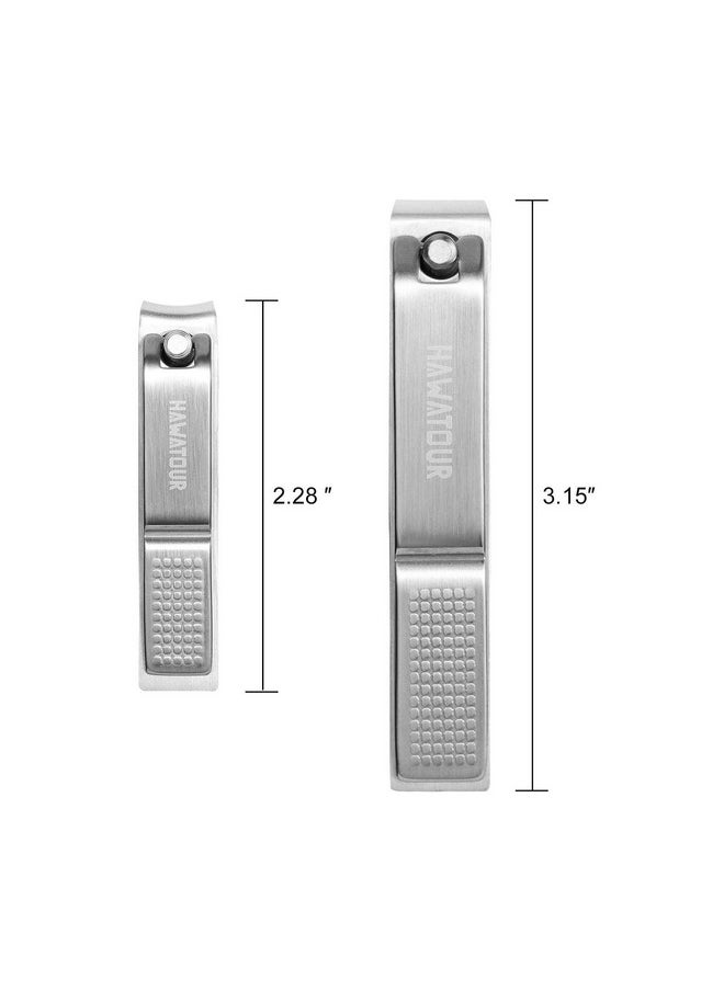 HAWATOUR Nail Clippers Set, Ultra Sharp Sturdy Fingernail and Toenail Clipper Cutters with Visibly Tin Case, Silver