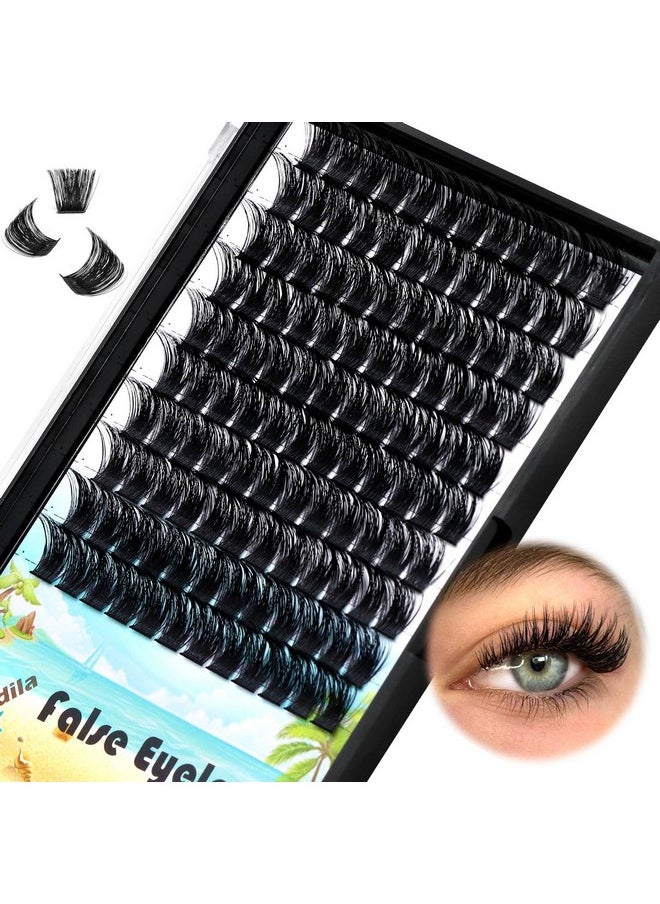 Dedila Large Pack 8-20mm to Choose D Curl Cluster Eyelash Extensions D Curl Wide Stem Individual False Eyelashes Dramatic Volume Eye Lashes Set Home DIY Lashes (14mm)