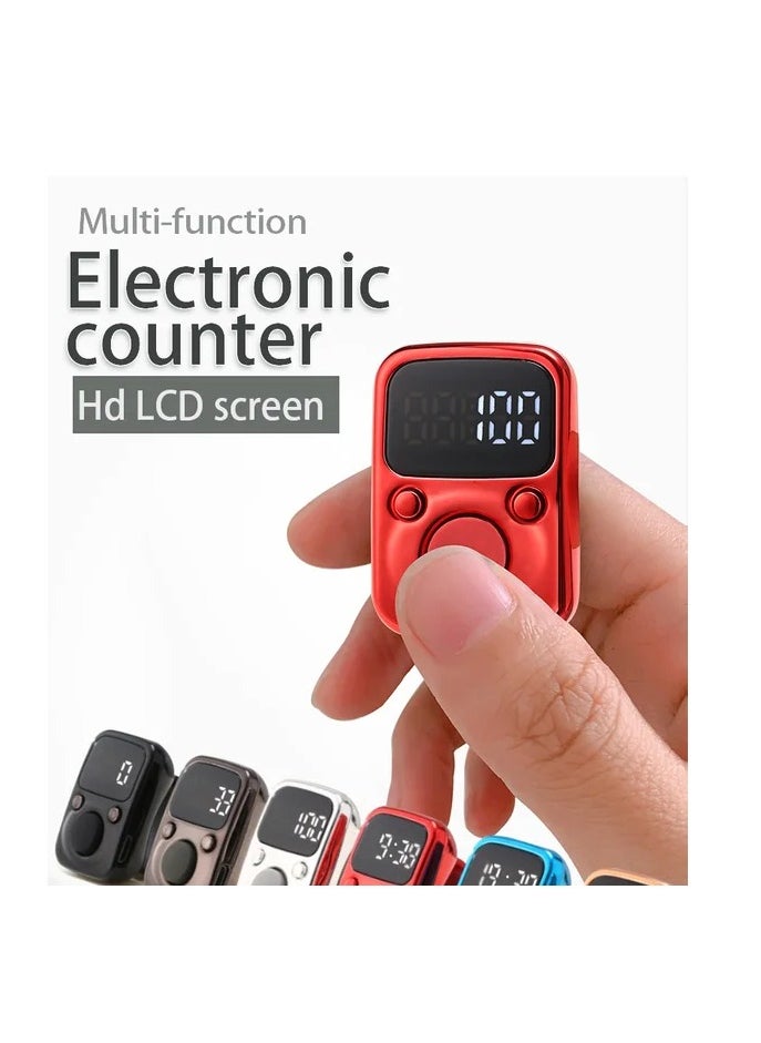 Electric Finger Tally Counter Digital Tasbeeh Zikr Ring Red