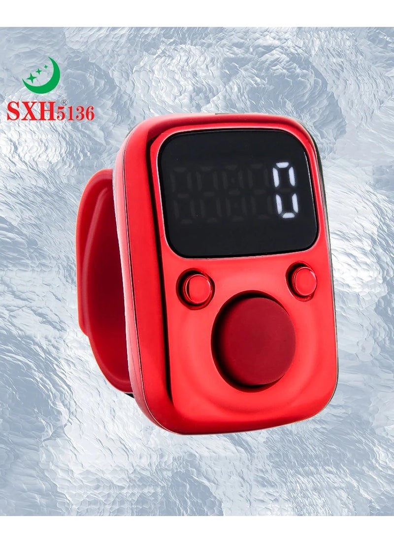 Electric Finger Tally Counter Digital Tasbeeh Zikr Ring Red