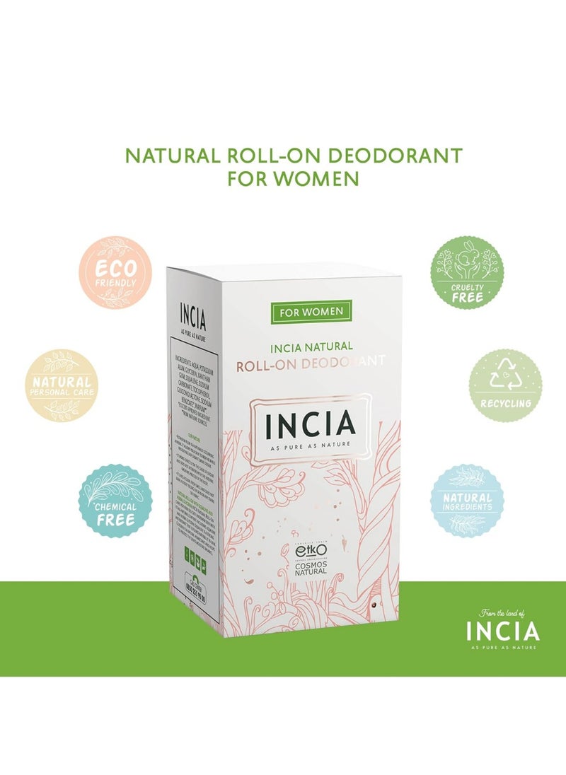 Natural Women's Roll-On Deodorant, 100% Natural - 50 ml