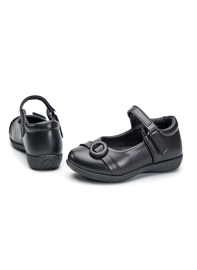 Stylish Black Mary Jane School Shoes with Hook and Loop Closure for Girls