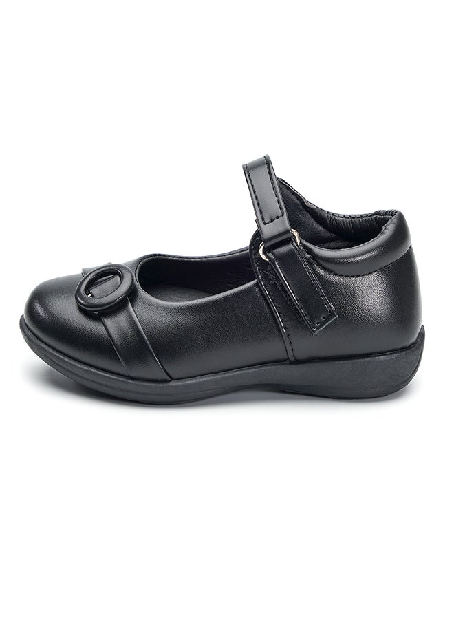 Stylish Black Mary Jane School Shoes with Hook and Loop Closure for Girls