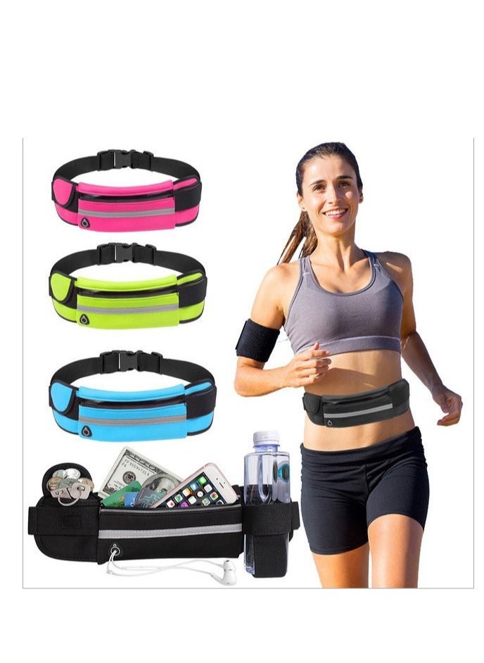 Waterproof Running Belt, Sports Waist Bag with Multiple Storage Compartments 6 Inch Phone Holder Durable Non Slip Design for Outdoor Exercise Gym Diving Swimming and Fitness (Green)