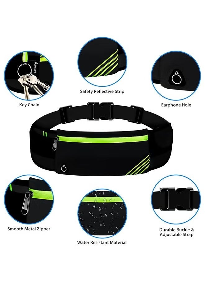 Waist Pack Bag for Hiking Cycling Workout, Reflective Runners Belt Jogging Pocket Belt, Travelling Money Phone Holder for Running