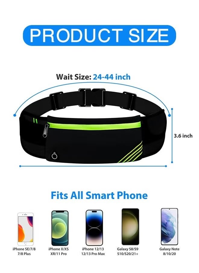 Waist Pack Bag for Hiking Cycling Workout, Reflective Runners Belt Jogging Pocket Belt, Travelling Money Phone Holder for Running