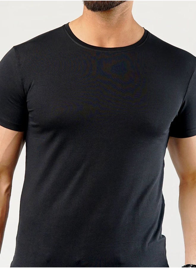 UNDERSHIRT COTTON LYCRA - (BLACK)