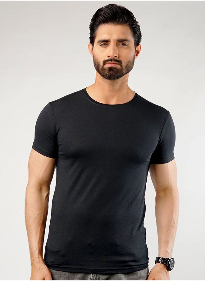 UNDERSHIRT COTTON LYCRA - (BLACK)